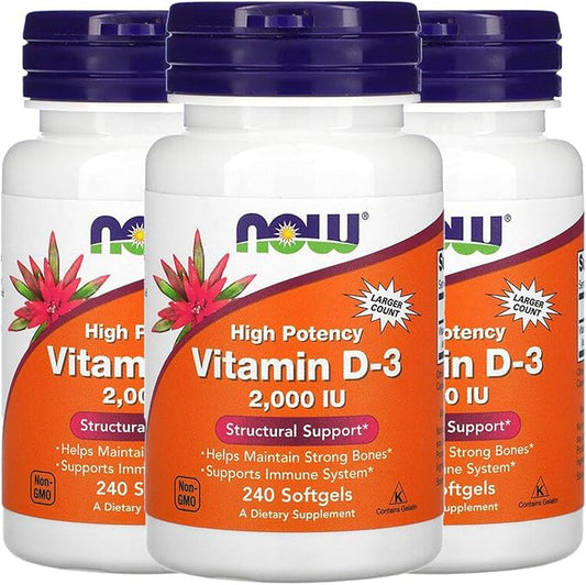 Now Foods Now Foods Vitamin D-3, 50 mcg (2,000 IU), 240 Softgels, 3 Pack