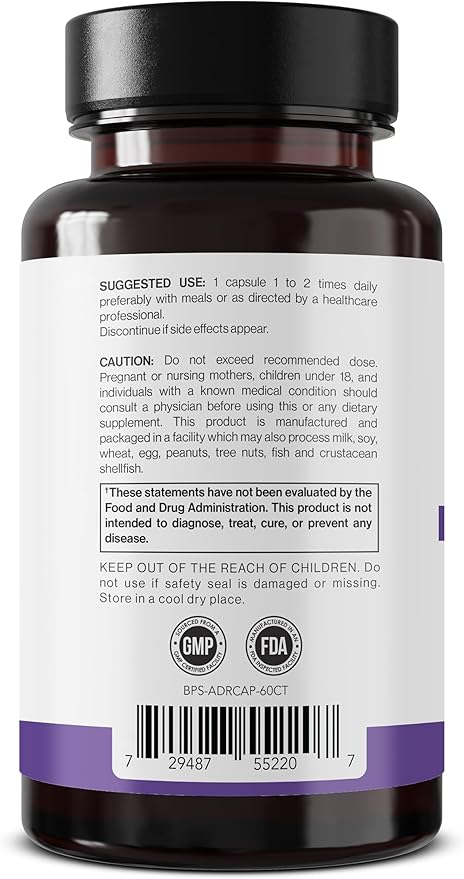 Better Place Supplements Adrenal Health & Support - 60 Capsules | Non-GMO Formula with L-Tyrosine & 200mg Ashwagandha | Supports Energy, Focus, Fatigue Relief (1)