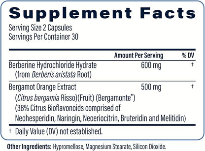 Berbercol | 500mg Citrus Bergamot (as Bergamonte) & Berberine | Naturally Supports Heart Health and More | 60 Capsules