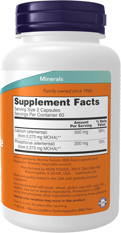 NOW Foods Supplements, Calcium Hydroxyapatite Caps, Supports Bone Health*, 120 Capsules