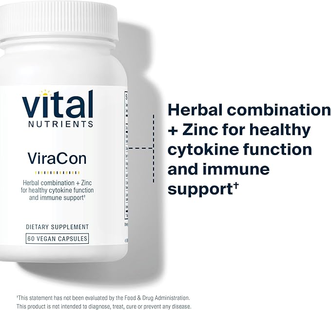Vital Nutrients ViraCon | Vegan Immune Support Supplement* | Zinc, Elderberry, Licorice Root Extract, & Other Herbs for Comprehensive Immune Support | Gluten, Dairy, Soy Free | Non-GMO | 60 Capsules