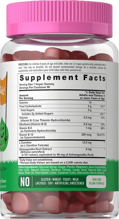 Carlyle Kids B Complex Gummies | 90 Count | Peach Raspberry Flavor | Non-GMO, Gluten Free & Vegan Supplement | Lil' Sprouts