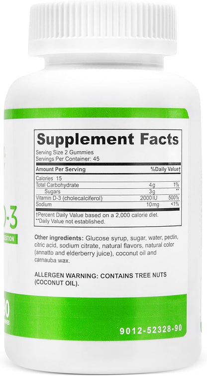 BariSlim Bariatric Vitamin D-3 Gummies - Specially Formulated Gummy Vitamin for Patients After Weight Loss Surgery - Easy to Digest and Great Tasting Fruit Flavors | 90 Fruit Chews