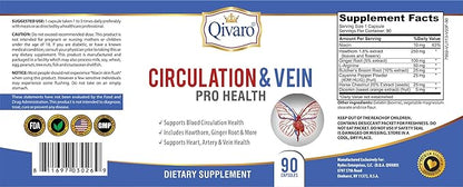 Circulation & Vein Pro Supplement - Contains Niacin, L-Arginine, Ginger, Cayenne Pepper, Hawthorn & Diosmin - 90 Capsules
