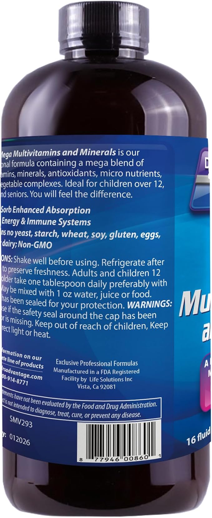 Liquid Mega MultiVitamins & Minerals 16oz. [Health and Beauty]