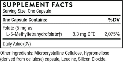 THORNE 5-MTHF - Methylfolate (Active B9 Folate) Supplement - Supports Cardiovascular Health, Fetal Development, Nerve Health, Methylation, and Homocysteine Levels* - 60 Capsules - 5-MTHF 5mg