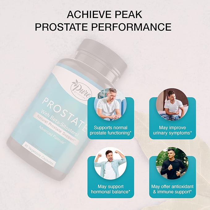 Pure By Nature Beta Sitosterol Supplement, Prostate Support Capsules for Men with Zinc, May Help with Frequent Urination & May Support Good Sleep, 90 Capsules