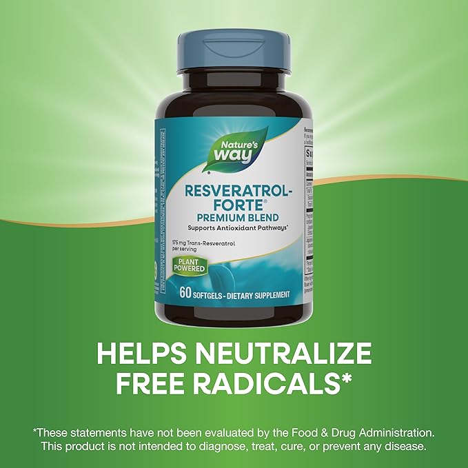 Nature's Way Resveratrol-Forte, Protects from Free Radicals*, 60 Softgels
