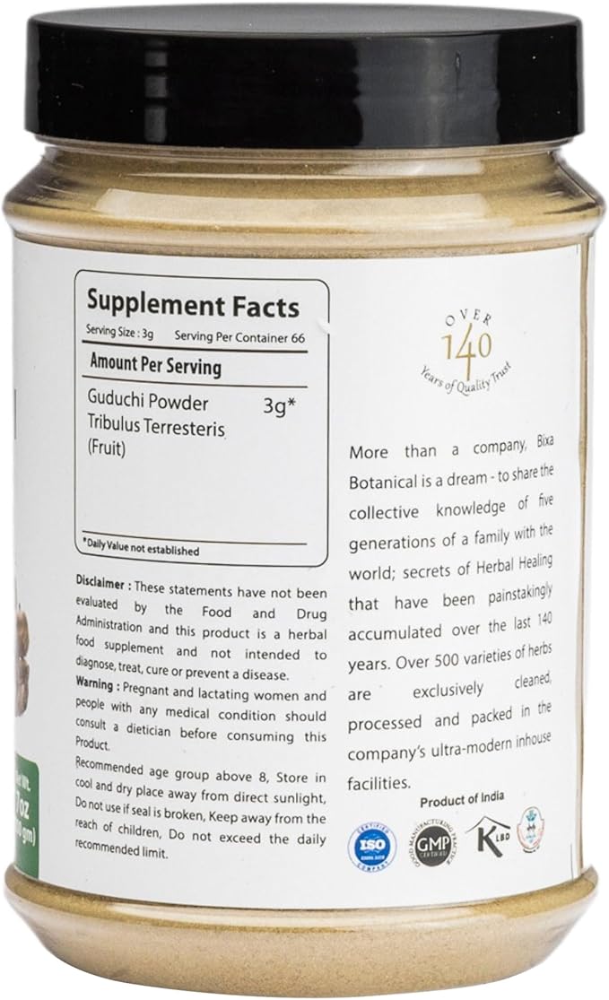 bixa BOTANICAL Guduchi Powder | Giloy | Tinospora Cordifolia | 200 Grams / 7 OZ | Ayurvedic Herbal Supplement for Immunity Support | Gluten Free, Non-GMO, Steam Treated, Vegan, 100% Pure.