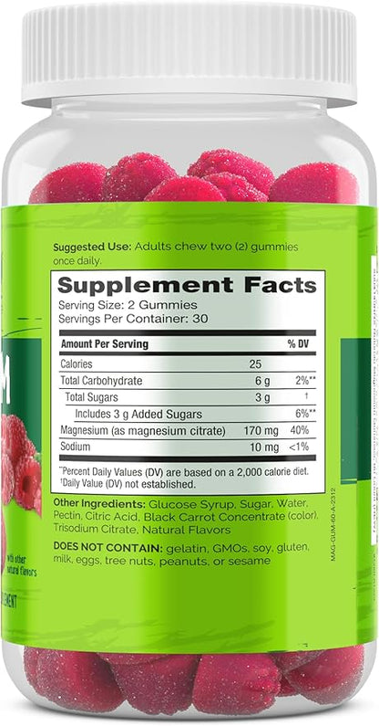 NATURELO Magnesium Citrate Gummies - for Calm & Relaxation Support, Natural Berry Magnesium Gummies, 120 Vegetarian Gummies (Pack of 2)
