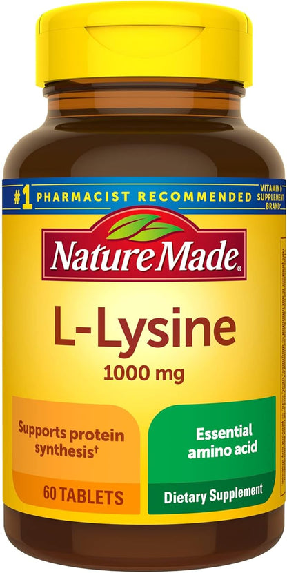 Nature Made L-Lysine 1000 mg, Dietary Supplement, 60 Tablets, 60 Day Supply