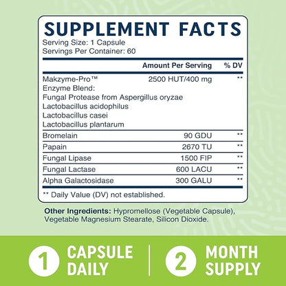 Digestive Enzymes with Probiotics | Bloating Relief & Digestive Health for Women & Men | 400MG Enzyme Blend with Probiotic Strains for Digestion & Gut Health | Vegetarian, 3rd-Party Tested (60 ct.)