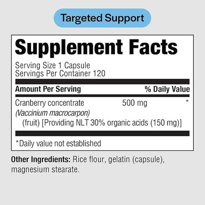 PureFormulas Cranberry 500 mg - Supports Kidney and Urinary Tract Health - Antioxidant Supplement for Immune Protection and Cellular Health - Cranberry Pills for Women & Men - Non-GMO - 120 Capsules