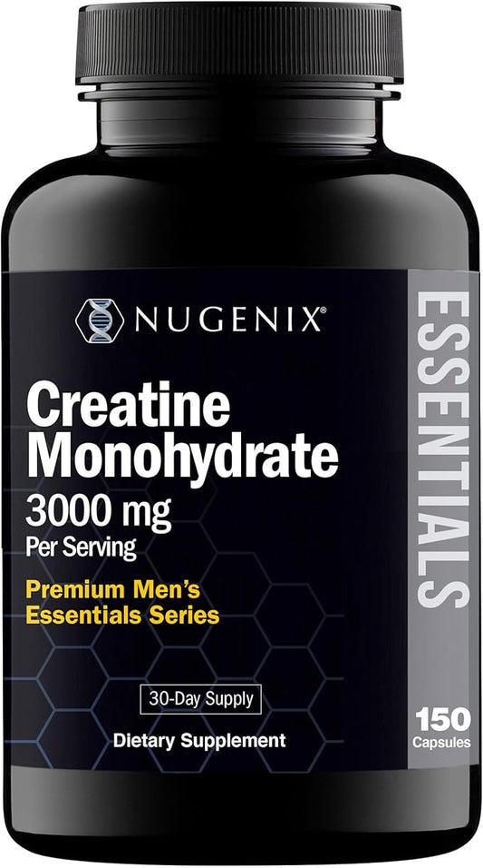 Nugenix Essentials Premium Creatine Monohydrate Pills Capsules Supplement, 3000mg, 150 Capsules