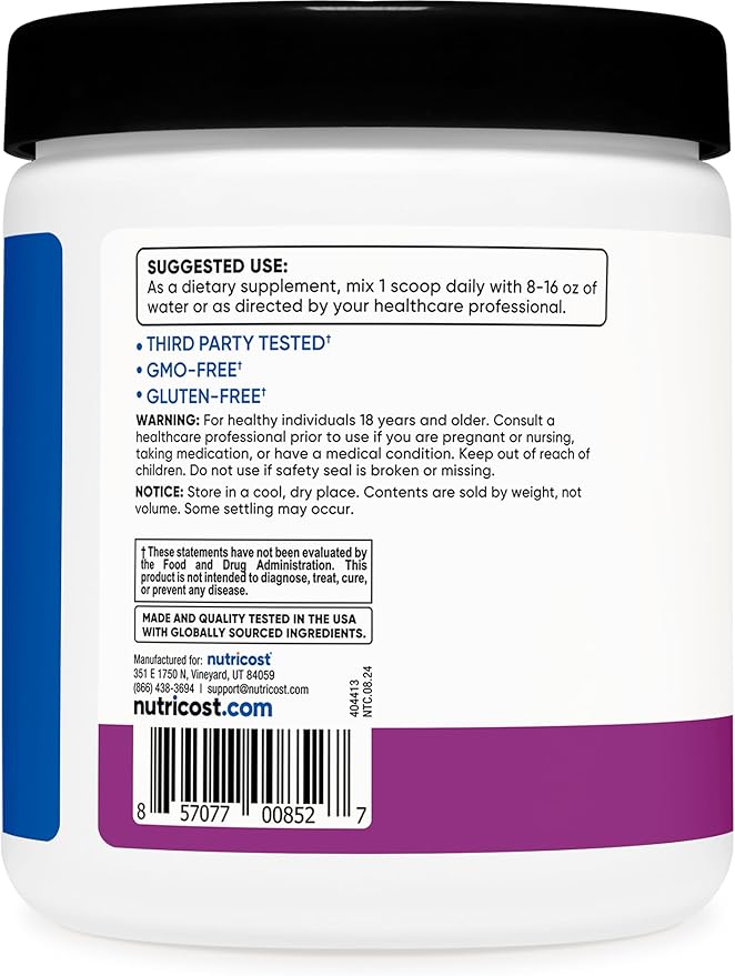 Nutricost BCAA Powder (Grape, 30 Servings) - Optimal 2:1:1 Ratio, Vegetarian, Non-GMO