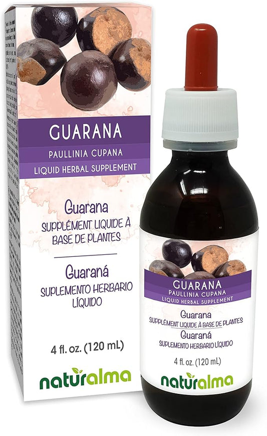 Naturalma Guarana (Paullinia cupana) Seed Alcohol-Free Tincture - 4 fl oz Liquid Extract in Drops - Herbal Supplement - Vegan