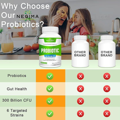 Probiotics for Women and Men, 300 Billion CFUs Probiotic, 6 Strains Probiotics & Prebiotics, Daily Probiotics for Digestive, Gut, Immune Probiotics for Men & Women - 60 Capsules -19