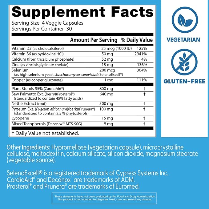 Doctors Best Comprehensive Prostate Formula with SelenoExcell and CardioAid, Supports Prostate Health, Gluten Free, Vegetarian 120 Veggie Caps