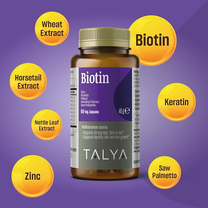 Biotin with Zinc & Keratin | 2500 mcg, Hair Growth Support Pills for Women & Men | Dietary Supplement for Hair, Skin & Nail | Vegan | Non-GMO | 60 Tablets