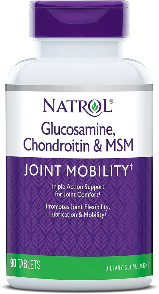 Natrol Glucosamine, Chondroitin and MSM, Joint Mobility, Tablets, 90 Count (Pack of 12)