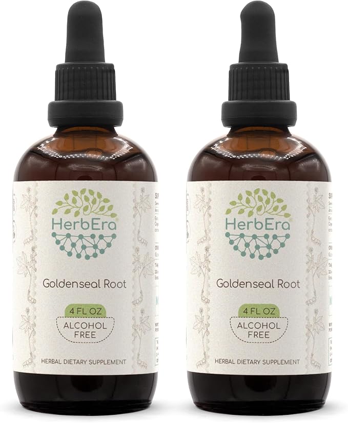 Goldenseal Root B120 (2pcs) Alcohol-Free Herbal Extract Tincture, Super-Concentrated Responsibly farmed Goldenseal (Hydrastis Canadensis) Dried Root (2x4 fl oz)