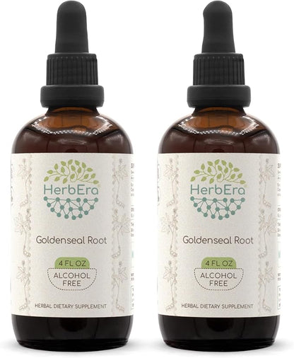 Goldenseal Root B120 (2pcs) Alcohol-Free Herbal Extract Tincture, Super-Concentrated Responsibly farmed Goldenseal (Hydrastis Canadensis) Dried Root (2x4 fl oz)