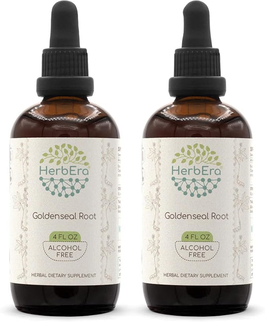 Goldenseal Root B120 (2pcs) Alcohol-Free Herbal Extract Tincture, Super-Concentrated Responsibly farmed Goldenseal (Hydrastis Canadensis) Dried Root (2x4 fl oz)
