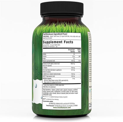 Irwin Naturals L-Citrulline + L-Arginine - 60 Liquid Soft-Gels - Booster for Men with Beet Root - Supports Blood Flow