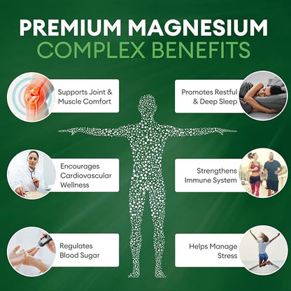 Magnesium Complex Capsules 500MG Blend with Glycinate L-threonate Taurate Malate and Glucose - 90