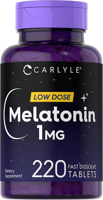Carlyle Melatonin 1 mg | 220 Fast Dissolve Tablets | Low Dose | Vegetarian, Non-GMO, Gluten Free