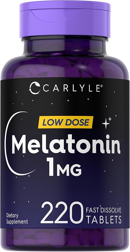 Carlyle Melatonin 1 mg | 220 Fast Dissolve Tablets | Low Dose | Vegetarian, Non-GMO, Gluten Free