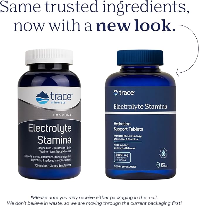 Trace Minerals Electrolyte Stamina - Heart Health & Hydration Support - Electrolyte Supplement Aids Muscle Cramp Relief & Endurance - Mineral Supplement with Magnesium - 300 Tablets (50 Servings)