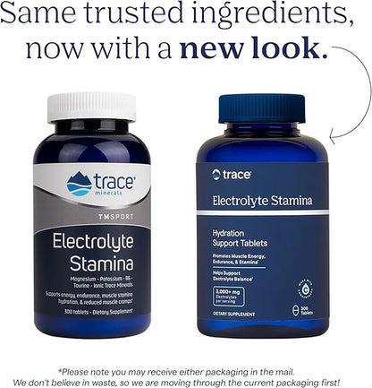 Trace Minerals Electrolyte Stamina - Heart Health & Hydration Support - Electrolyte Supplement Aids Muscle Cramp Relief & Endurance - Mineral Supplement with Magnesium - 300 Tablets (50 Servings)