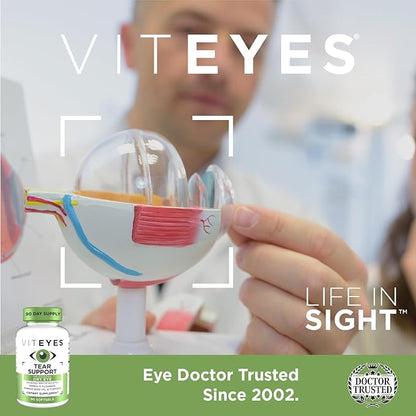 Viteyes Tear Support Eye Soothing Blend, Occasional Dry Eye Supplement, No Eye Drops, Redness Relief, Eye Vitamin, Allergy Support for Itchy Eyes, Omega-3 Fish Oil, 90 Softgels
