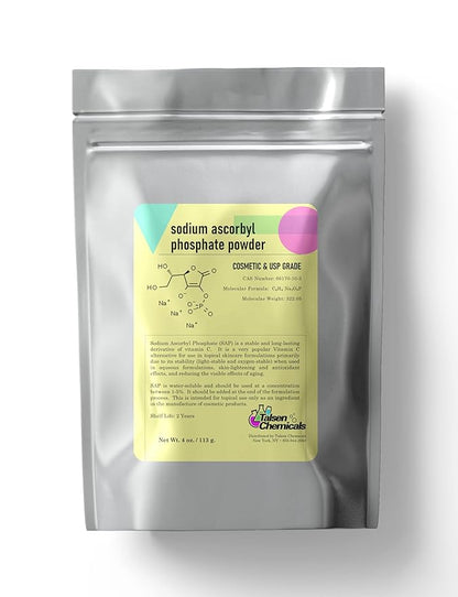 Sodium Ascorbyl Phosphate SAP Powder – Stable Vitamin C Derivative, Antioxidant for DIY Skin Care (4 Ounce / 113g)