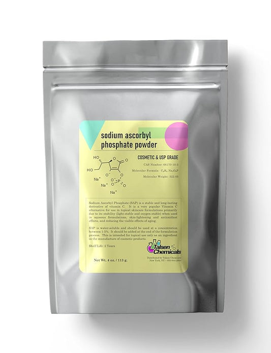 Sodium Ascorbyl Phosphate SAP Powder – Stable Vitamin C Derivative, Antioxidant for DIY Skin Care (4 Ounce / 113g)