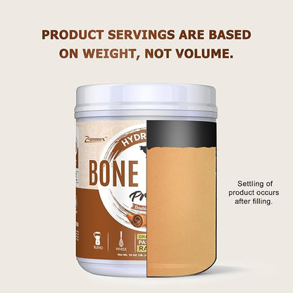 Zammex Bone Broth Protein Powder, Pure Grass Fed Beef, Chocolate Protein Powder,Hydrolyzed Collagen Supplement for Healthy Skin,Nails,Hair,Joints, Non-GMO,Gluten Free, Great in Shakes