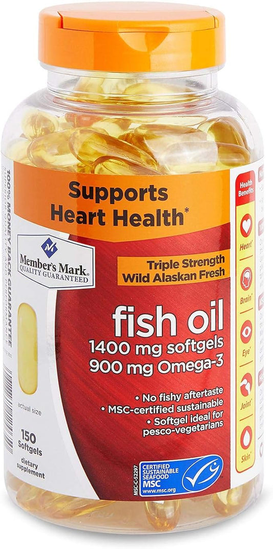 Member's Mark - Omega 3, Fish Oil 1400 mg (900 mg EPA/DHA), Enteric Coated, 150 Softgels