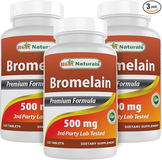 Best Naturals Bromelain 500mg 120 Tablets (120 Count (Pack of 3))