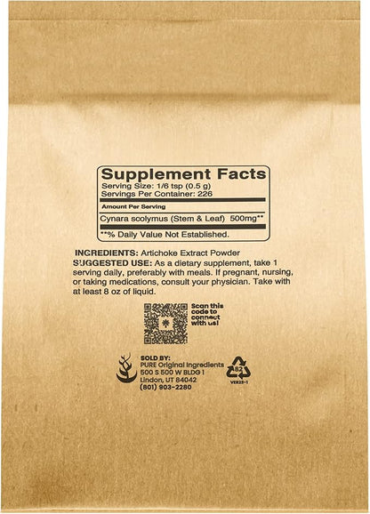 PURE ORIGINAL INGREDIENTS Artichoke Extract (4 oz) Herbal Supplement, Gluten-Free, Non-GMO