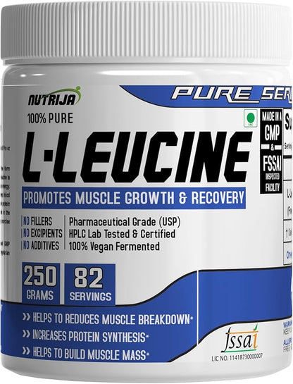 L-Leucine - 100% Pure & USP Grade- Intra Workout Supplement Powder | Muscle Recovery & Building Lean Muscles (500 Grams)