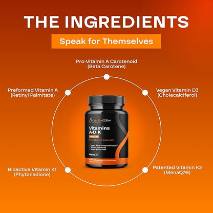 High Absorption ADK Vitamin Supplement - Vegan Vitamin D3 K2 MK7 & A for Calcium Regulation plus Bone Heart Thyroid & Immune Support - Vitamin ADK with 5000IU D3 Non GMO & Gluten Free (2 Months)