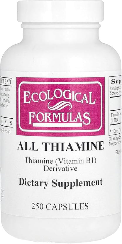 Ecological Formulas Allithiamine Vitamin B1 Capsule, 50 mg, 250 Count