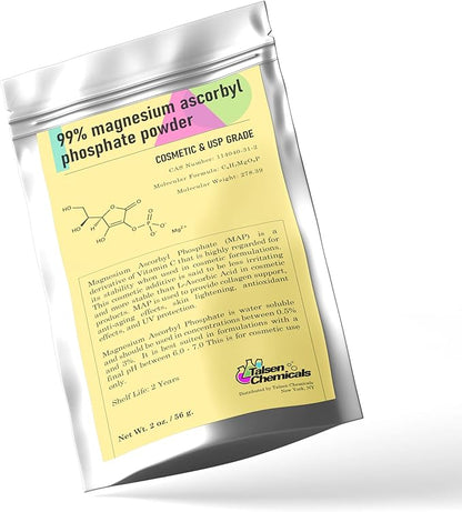 Magnesium Ascorbyl Phosphate Powder, Magnesium Ascorbyl Phosphate Stable Vitamin C, Magnesium Ascorbyl Phosphate MAP Powder for DIY Skincare Products Talsen Chemicals (4 Ounce / 113 Grams)