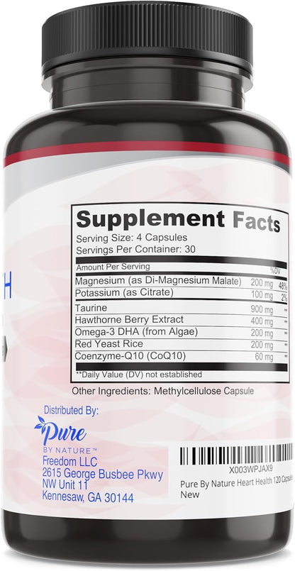 Pure By Nature Red Yeast Rice & CoQ10 Supplement, May Support Vascular Welfare & Blood Flow, 30 Servings (120 Veg Capsules)