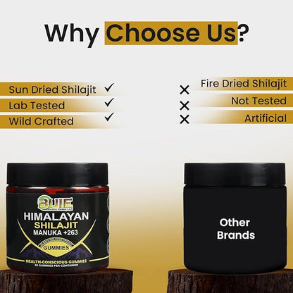 Himalayan Shilajit Gummies | Sweetened by Organic Manuka Honey | Natural Humic & Fulvic Acid | Immune & Joint Support, Heart & Brain Cellular Health | Health-Conscious Gummies | 30 Gummies