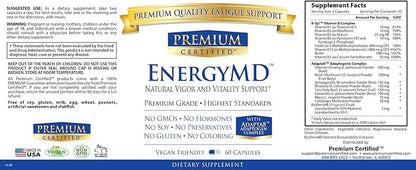 EnergyMD - Vitamin B Blend, Adaptogenic Complex, Piperine - All Natural, Fast Absorption Energy Booster - 60 Capsules - Non-GMO, Vegan, Made in USA