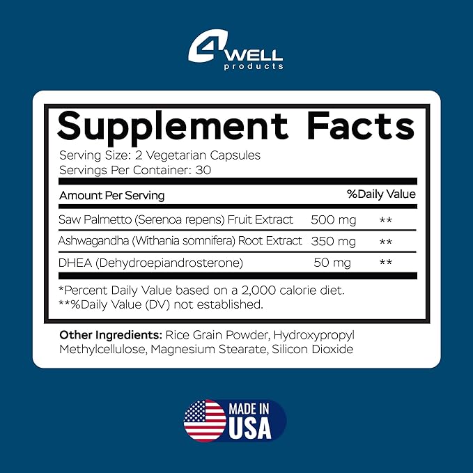 Improved Complex Saw Palmetto for Men & Prostate Health Supplements for Men - Advanced Formula Saw Palmetto Extract w/ DHEA & Ashwagandha 900mg - DHT Blocker for Hair Support - Prostate Supplements