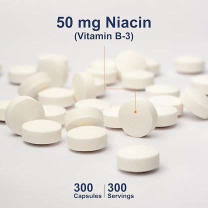 Carlson - Niacin, 50 mg, Supports Cholesterol Metabolism, Energy Production, Heart Health, Nerve Function, 300 Tablets