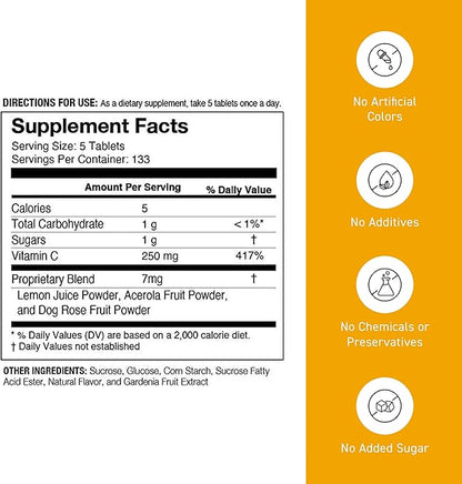Umeken C-Balance Chewable Vitamin C Supplements, High Potency for Adults & Kids, with Citric Acid and Gamma-linolenic Acid, Vitamin C Chewables, 7.1 Ounce, 200g, 4.5 Months Supply, Pack of 6